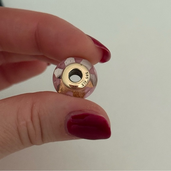 Pandora 14K Yellow Gold Mystic Bead Murano Glass Rare Retired Charm - Picture 3 of 8